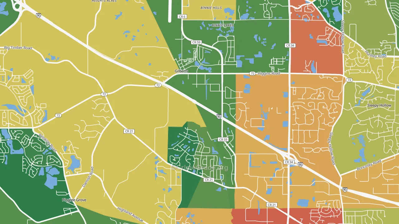 Gilberts, IL Map of Drug-Related Crime Rates