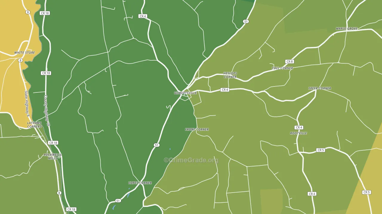Gilbertsville, NY Map of Drug-Related Crime Rates