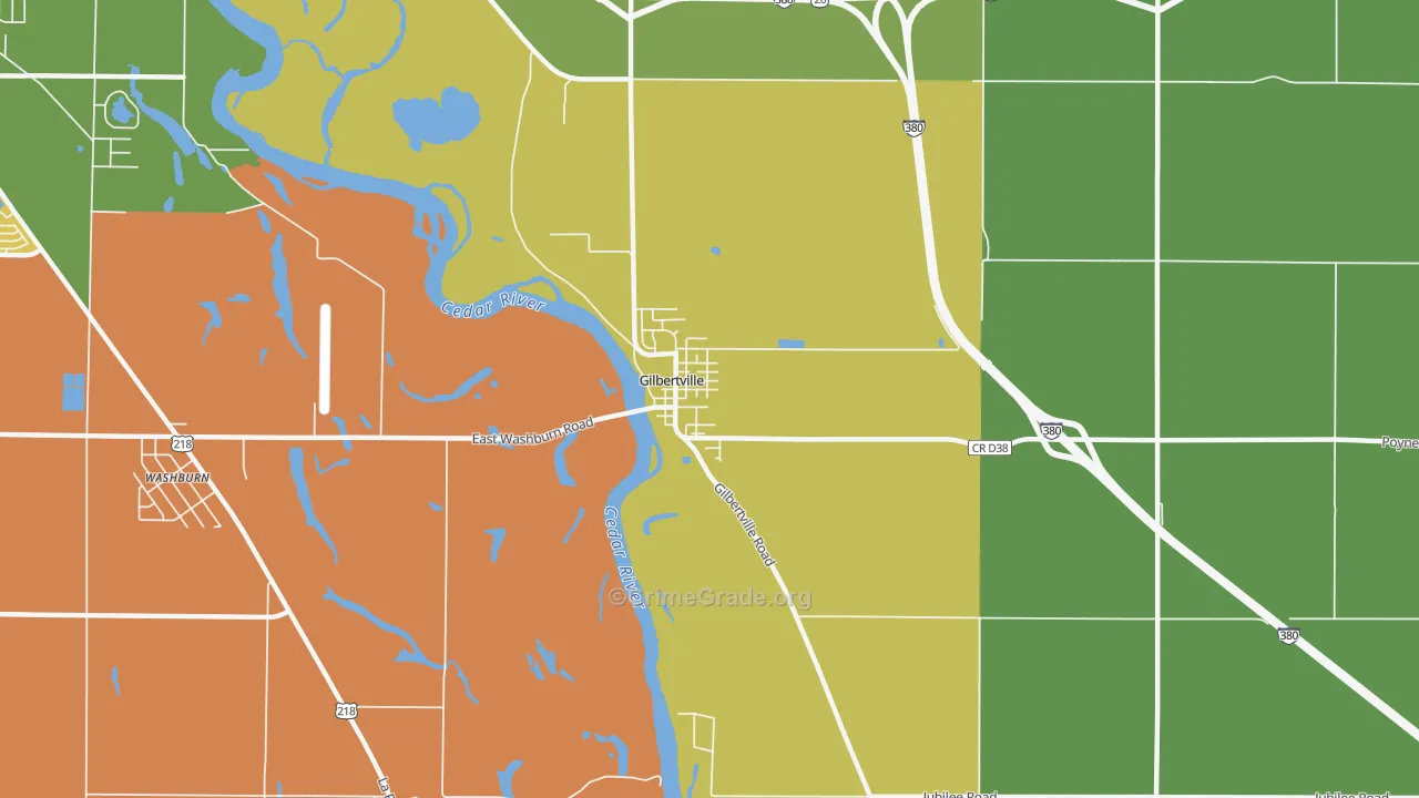Gilbertville, IA Map of Drug-Related Crime Rates