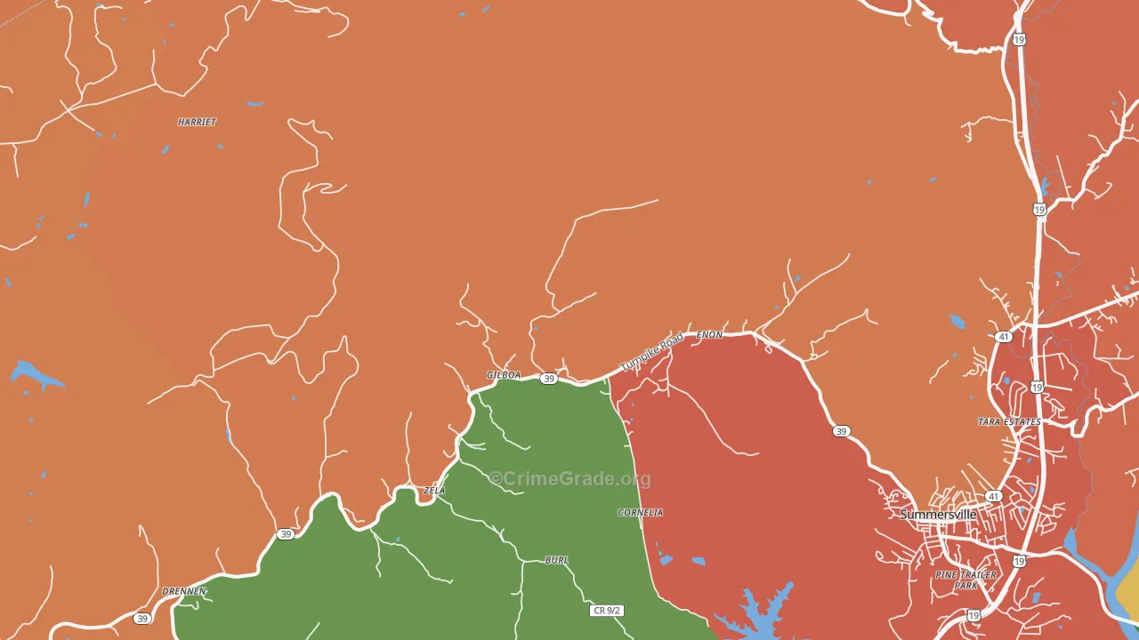 Gilboa, WV Map of Drug-Related Crime Rates