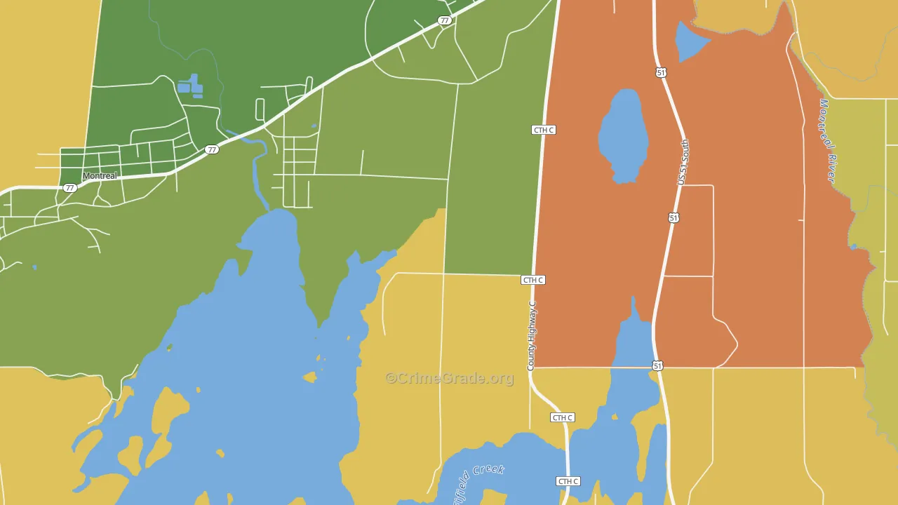 Gile, WI Map of Drug-Related Crime Rates