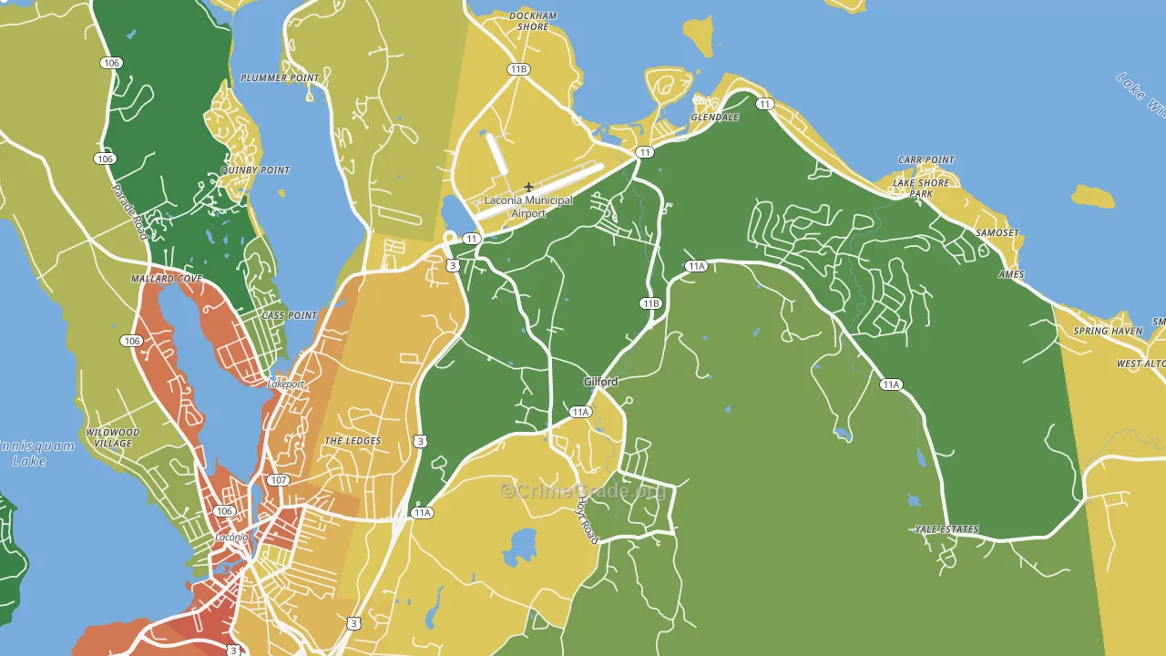 Gilford, NH Map of Drug-Related Crime Rates