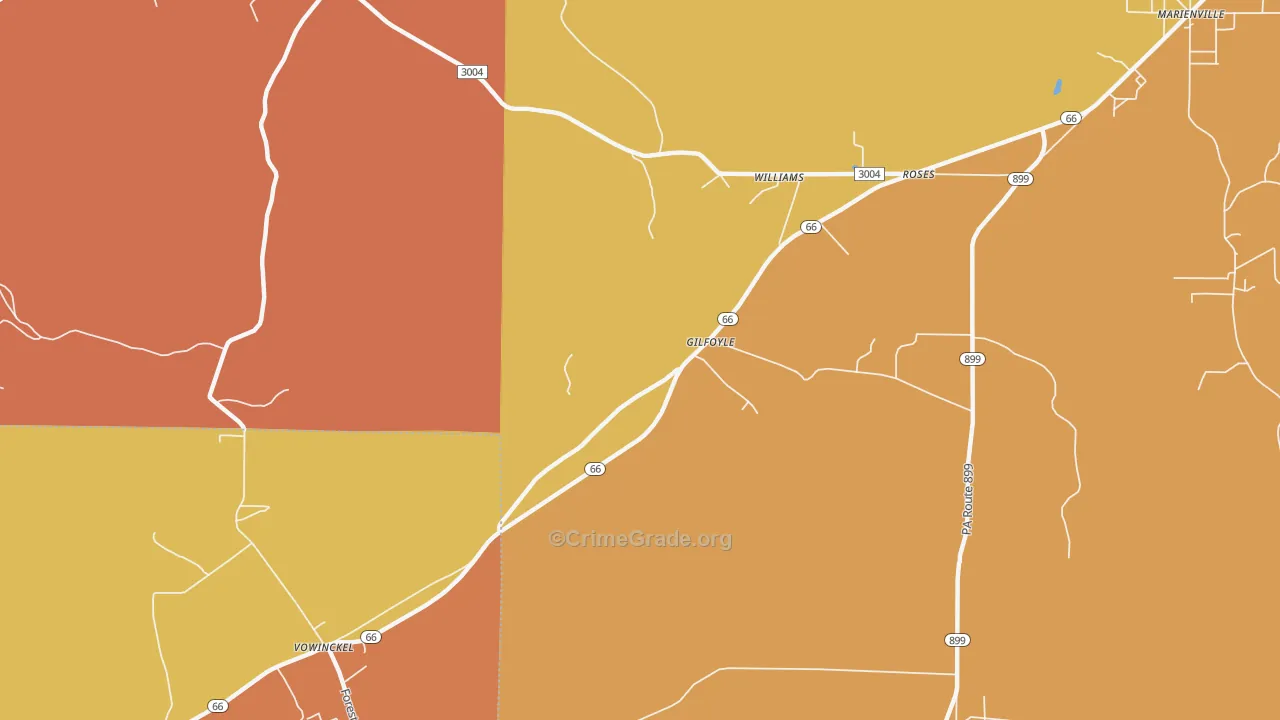 Gilfoyl, PA Map of Drug-Related Crime Rates