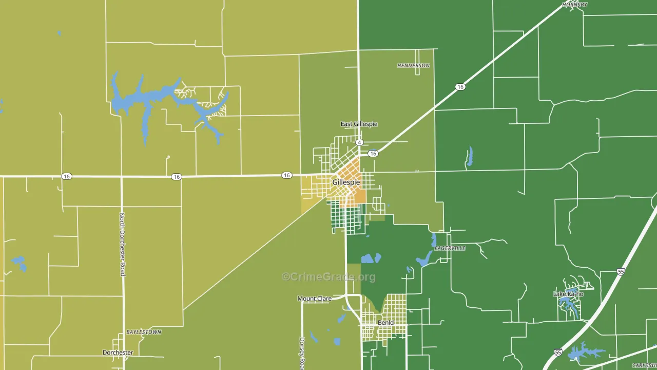 Gillespie, IL Map of Drug-Related Crime Rates