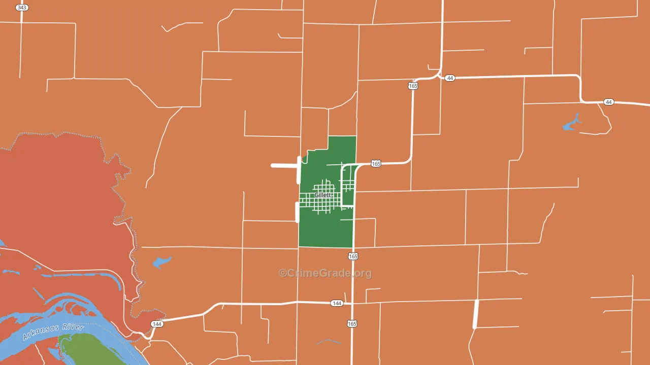 Gillett, AR Map of Drug-Related Crime Rates