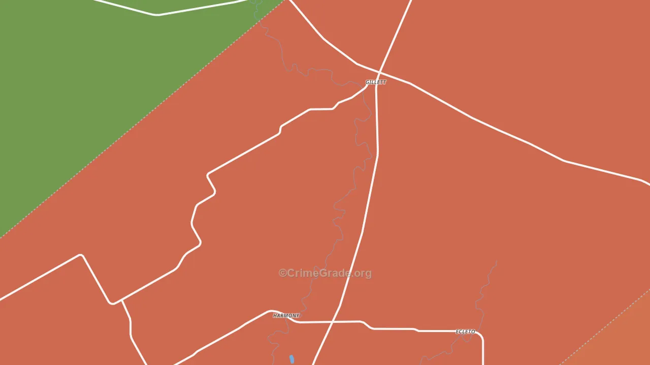 Gillett, TX Map of Drug-Related Crime Rates