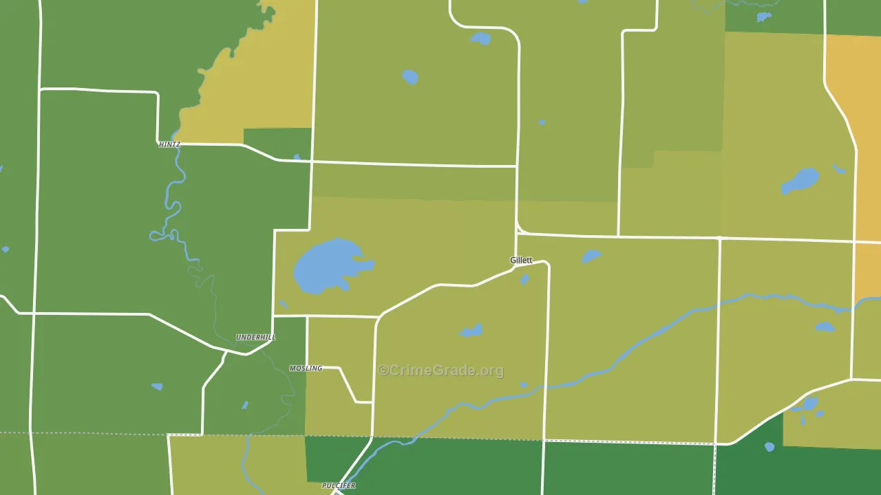 Gillett, WI Map of Drug-Related Crime Rates