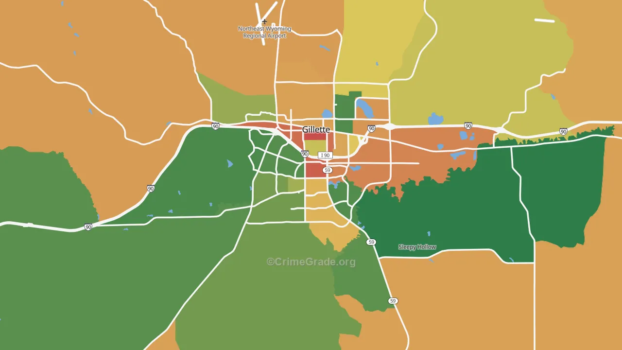 Gillette, WY Map of Drug-Related Crime Rates