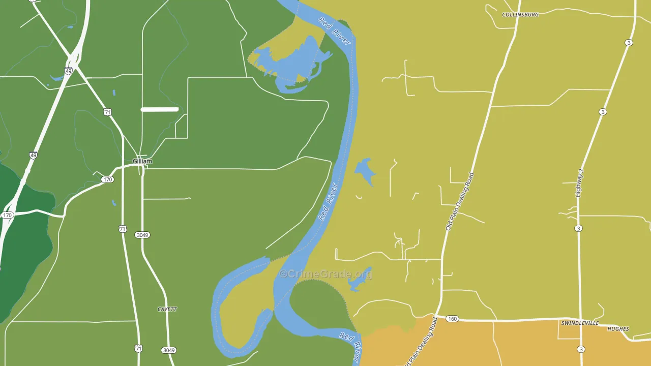 Gilliam, LA Map of Drug-Related Crime Rates