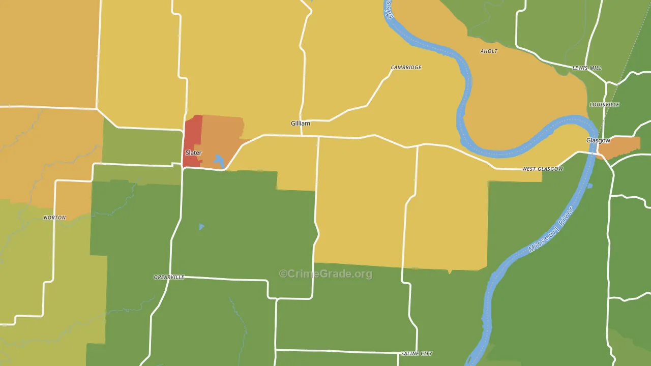 Gilliam, MO Map of Drug-Related Crime Rates