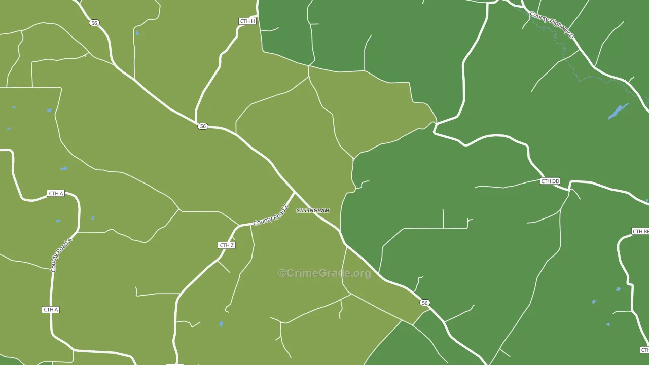 Gillingham, WI Map of Drug-Related Crime Rates
