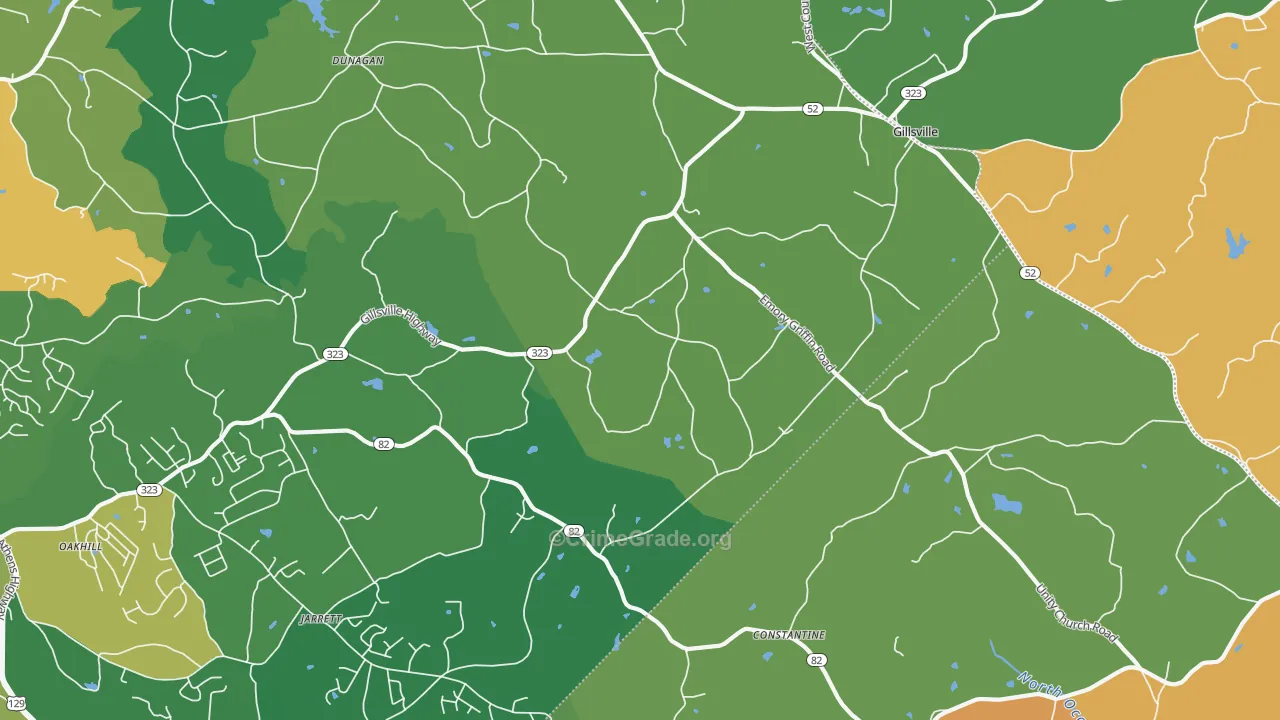 Gillsville, GA Map of Drug-Related Crime Rates