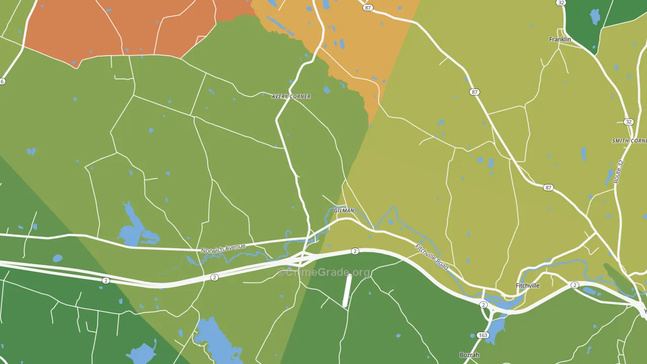 Gilman, CT Map of Drug-Related Crime Rates