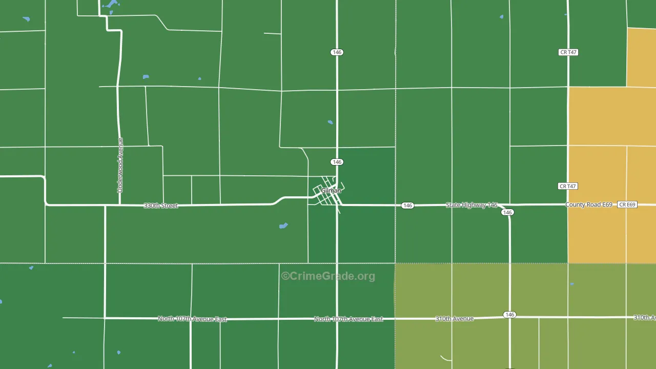 Gilman, IA Map of Drug-Related Crime Rates