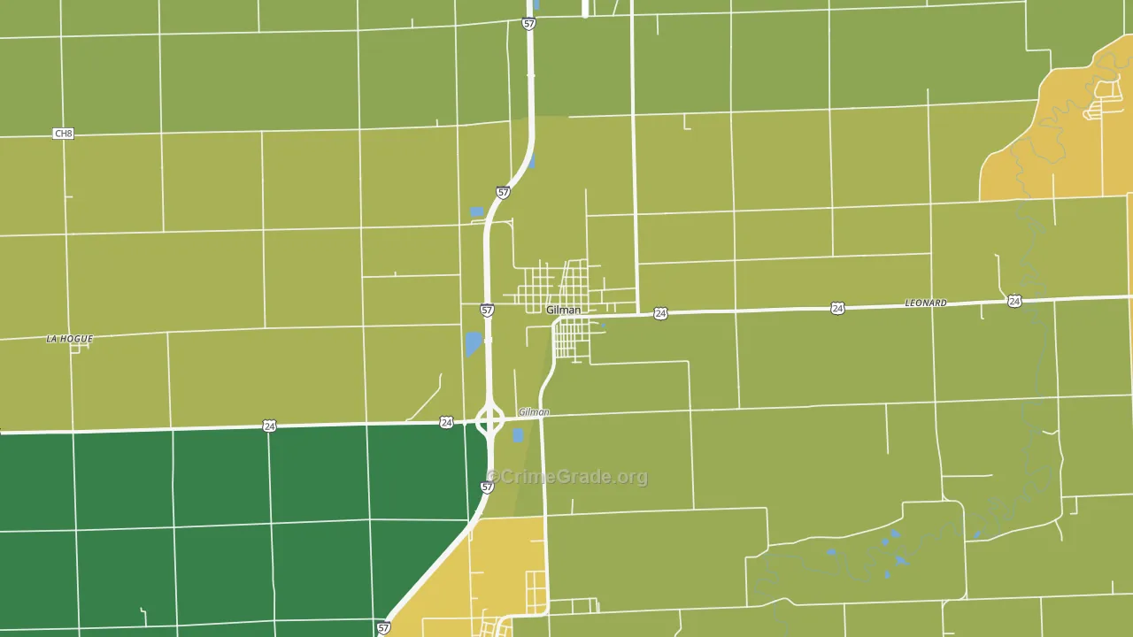 Gilman, IL Map of Drug-Related Crime Rates