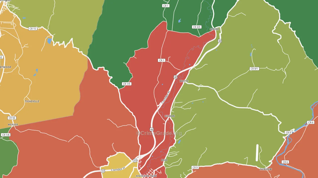 Gilman, WV Map of Drug-Related Crime Rates