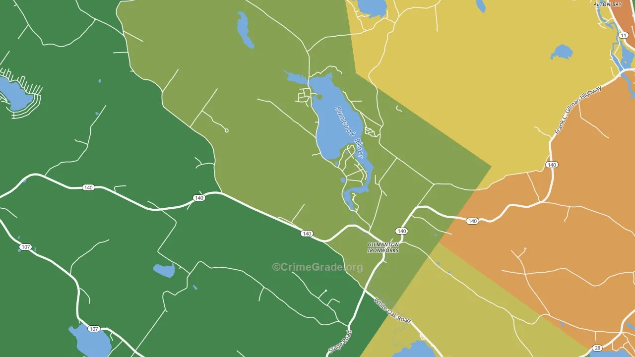 Gilmanton Iron Works, NH Map of Drug-Related Crime Rates