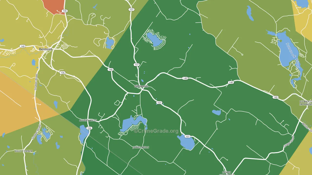Gilmanton, NH Map of Drug-Related Crime Rates