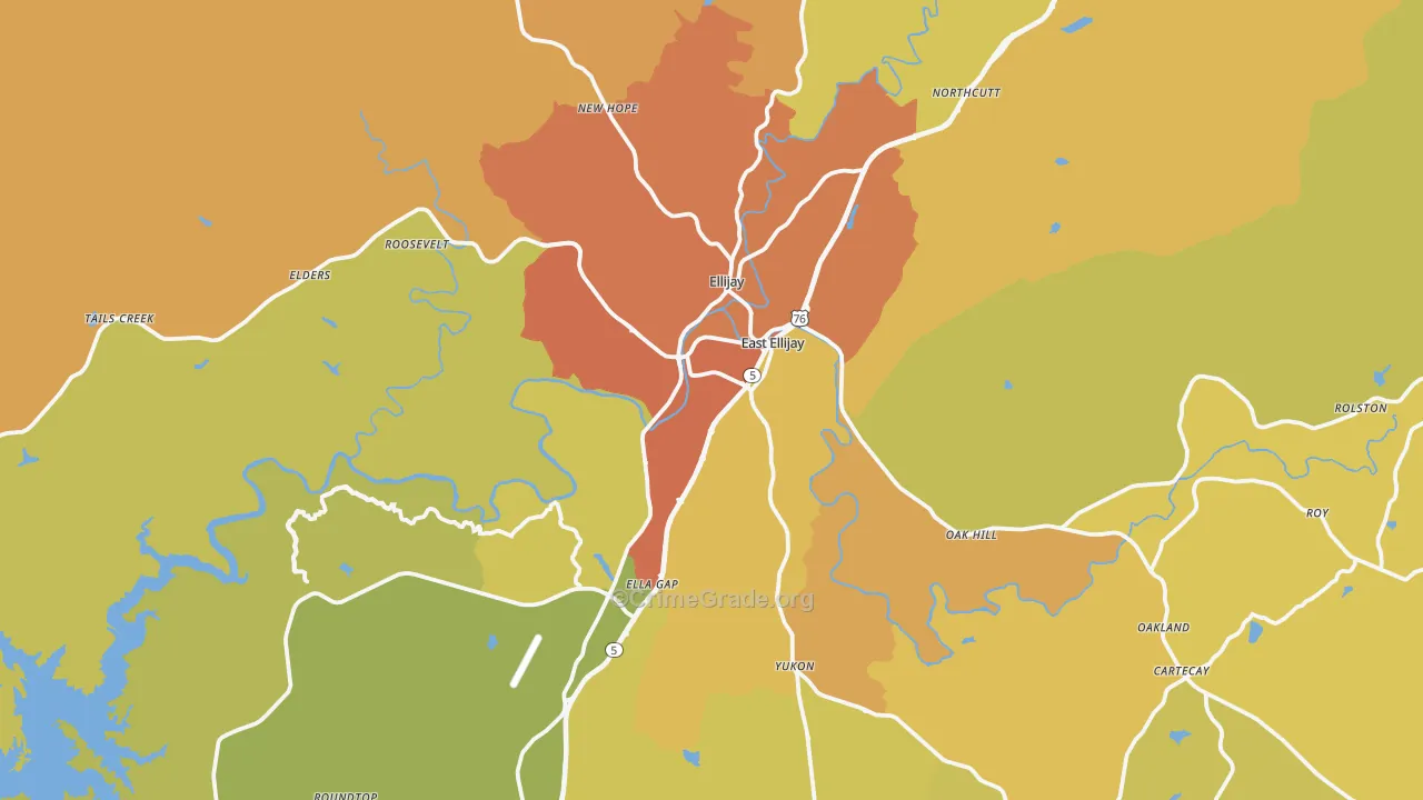 Gilmer County, GA Map of Drug-Related Crime Rates