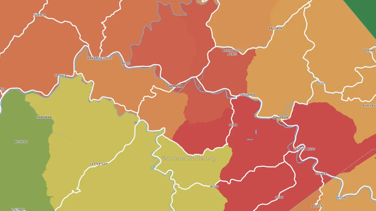 Gilmer County, WV Map of Drug-Related Crime Rates