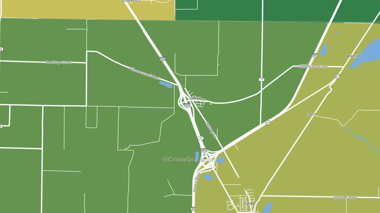 Gilmore, AR Map of Drug-Related Crime Rates