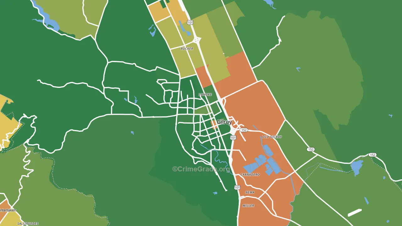 Gilroy, CA Map of Drug-Related Crime Rates