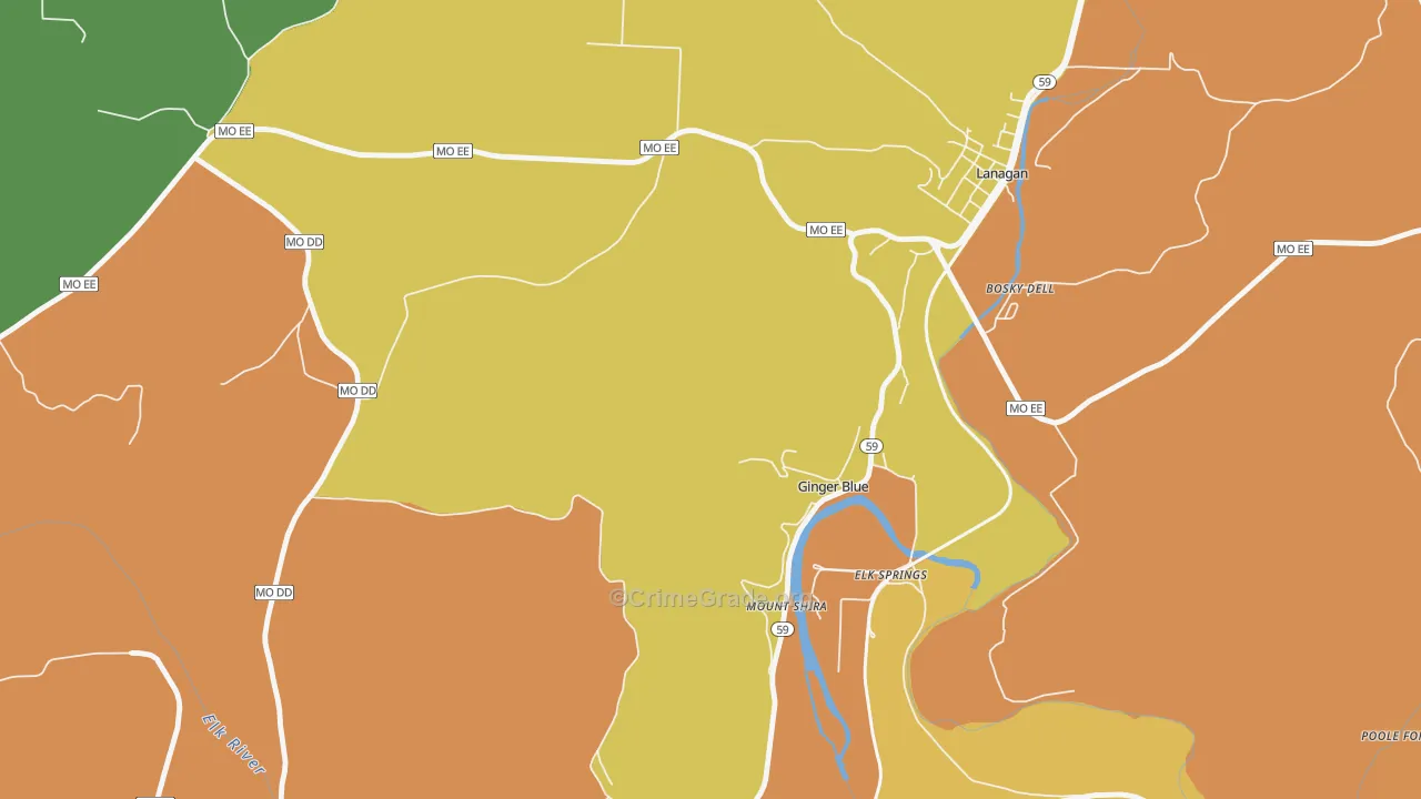 Ginger Blue, MO Map of Drug-Related Crime Rates