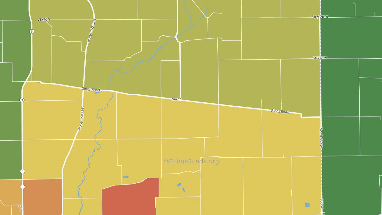 Gings, IN Map of Drug-Related Crime Rates