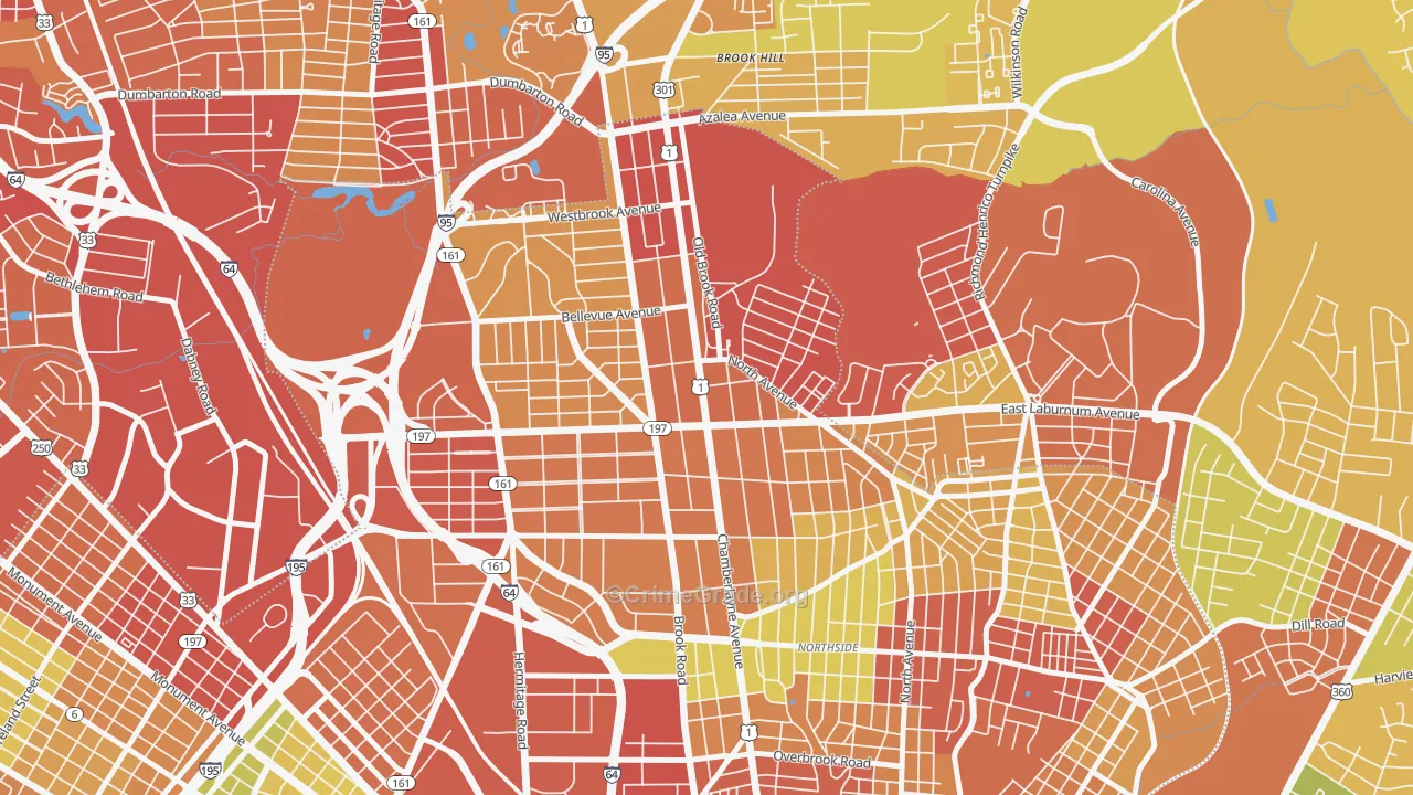 Ginter Park, Richmond, VA Map of Drug-Related Crime Rates