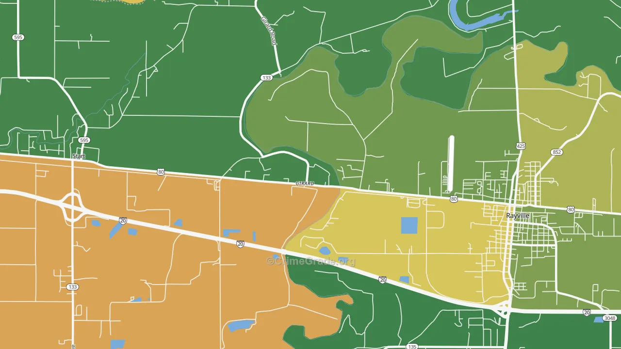 Girard, LA Map of Drug-Related Crime Rates