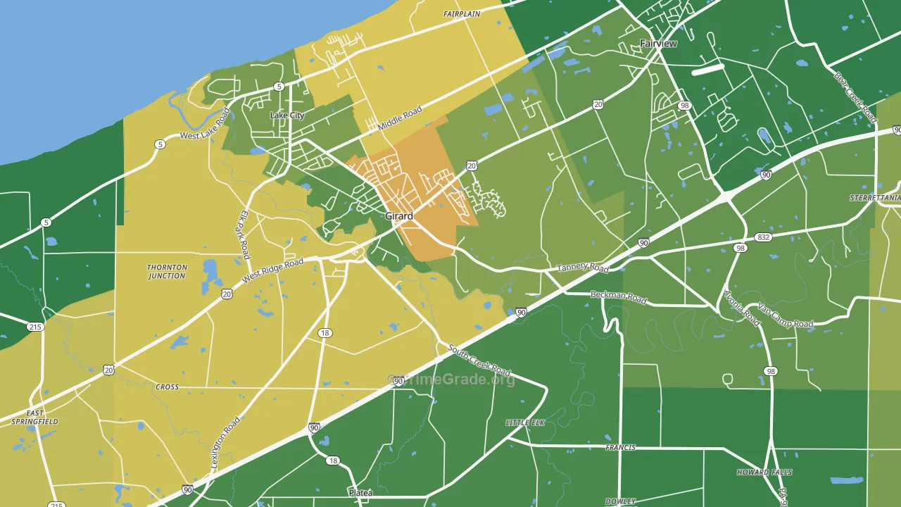 Girard, PA Map of Drug-Related Crime Rates