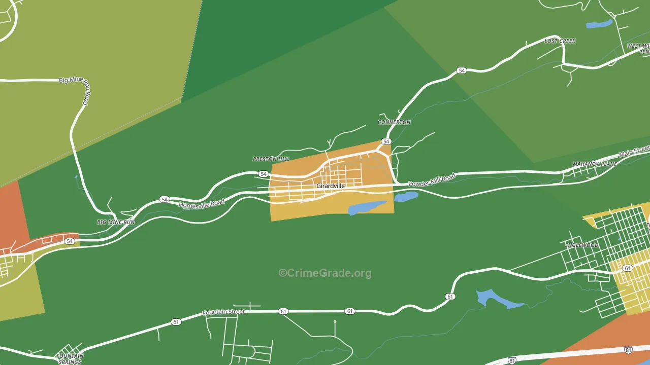 Girardville, PA Map of Drug-Related Crime Rates