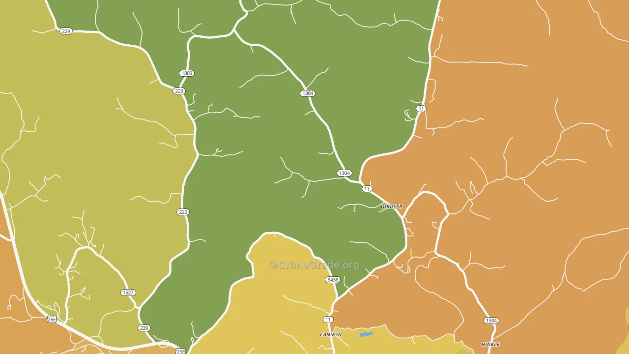 Girdler, KY Map of Drug-Related Crime Rates