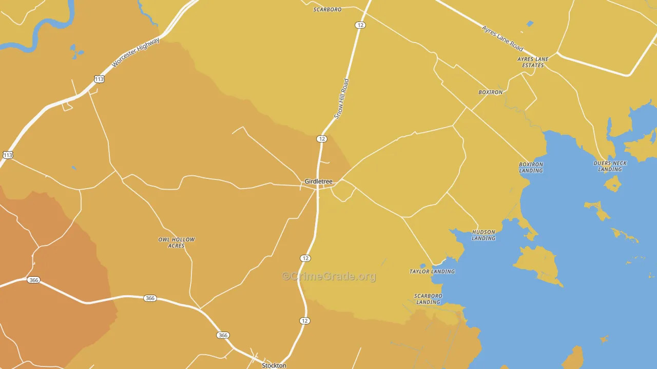 Girdletree, MD Map of Drug-Related Crime Rates