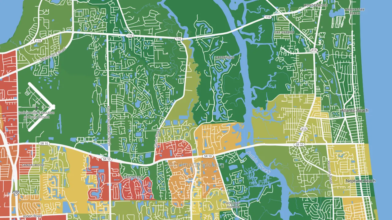 Girvin, Jacksonville, FL Map of Drug-Related Crime Rates