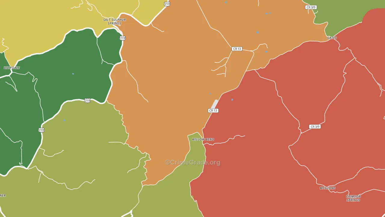 Glace, WV Map of Drug-Related Crime Rates