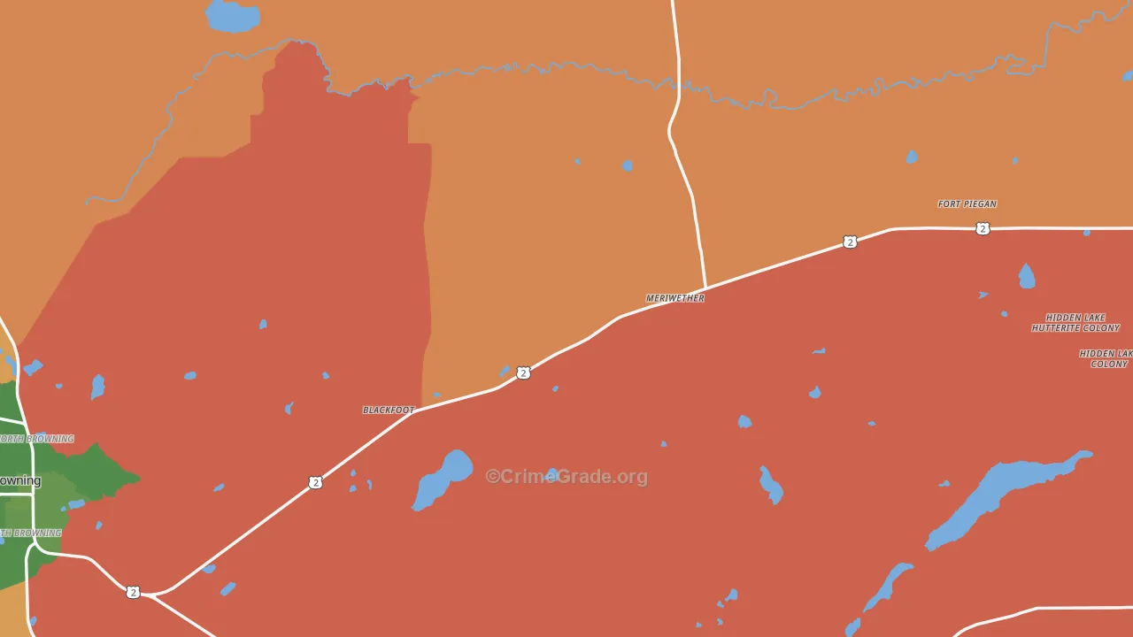 Glacier County, MT Map of Drug-Related Crime Rates