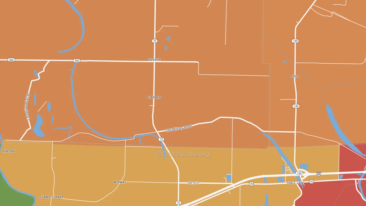 Gladden, AR Map of Drug-Related Crime Rates