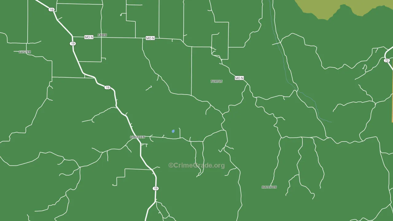 Gladden, MO Map of Drug-Related Crime Rates