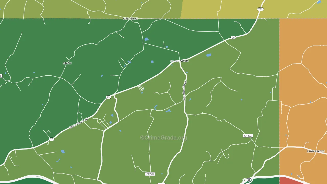 Glade Farms, WV Map of Drug-Related Crime Rates