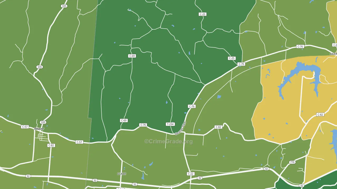 Glade, OH Map of Drug-Related Crime Rates