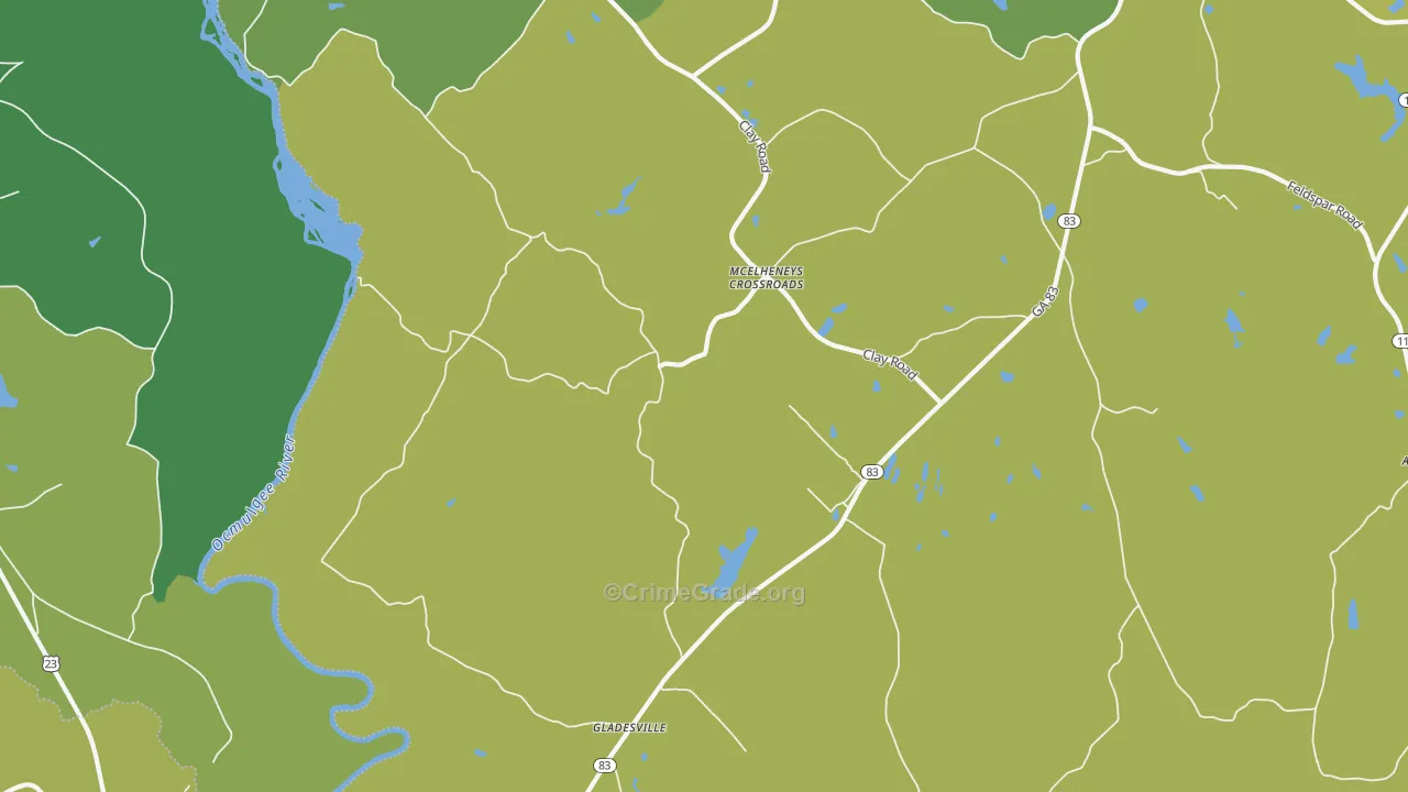 Gladesville, GA Map of Drug-Related Crime Rates