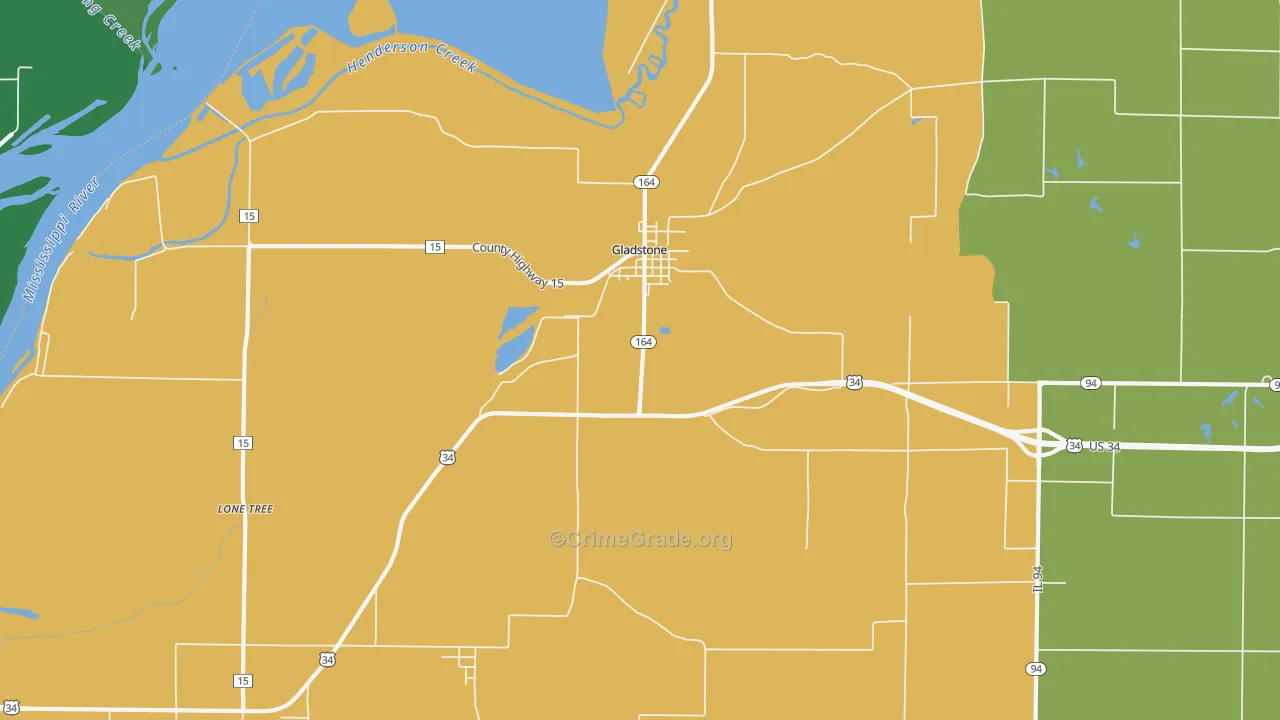 Gladstone, IL Map of Drug-Related Crime Rates