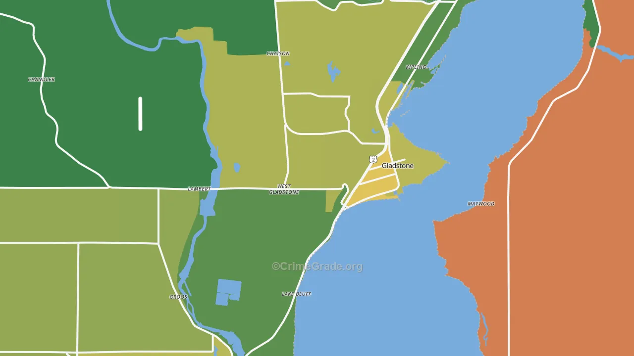 Gladstone, MI Map of Drug-Related Crime Rates