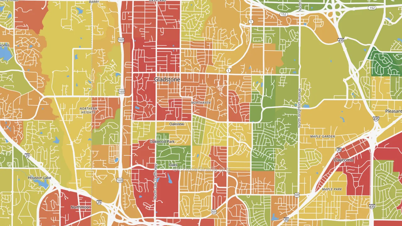 Gladstone, MO Map of Drug-Related Crime Rates