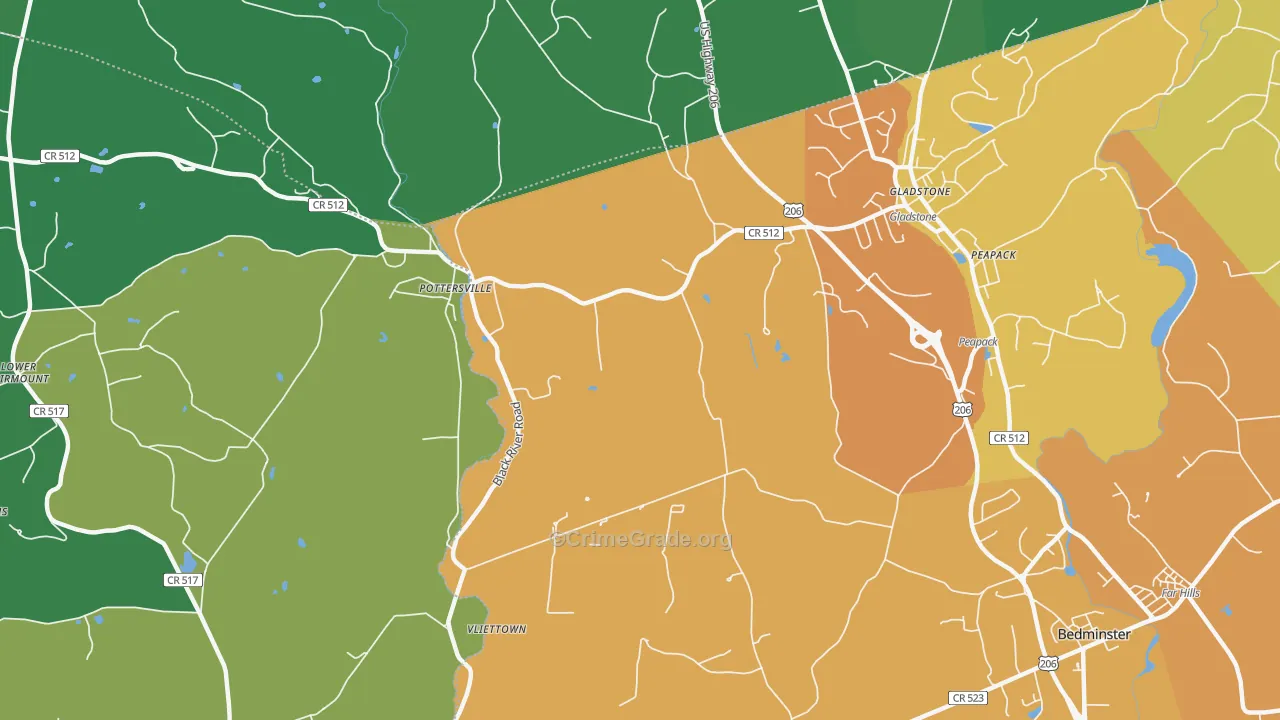 Gladstone, NJ Map of Drug-Related Crime Rates