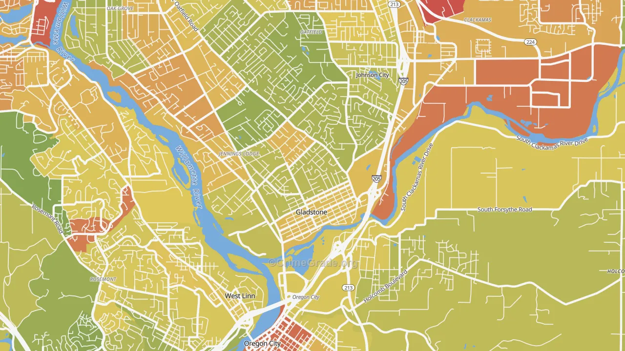 Gladstone, OR Map of Drug-Related Crime Rates