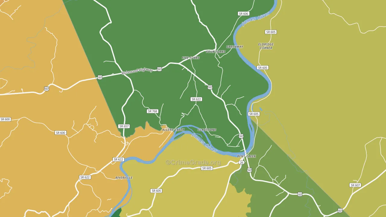 Gladstone, VA Map of Drug-Related Crime Rates