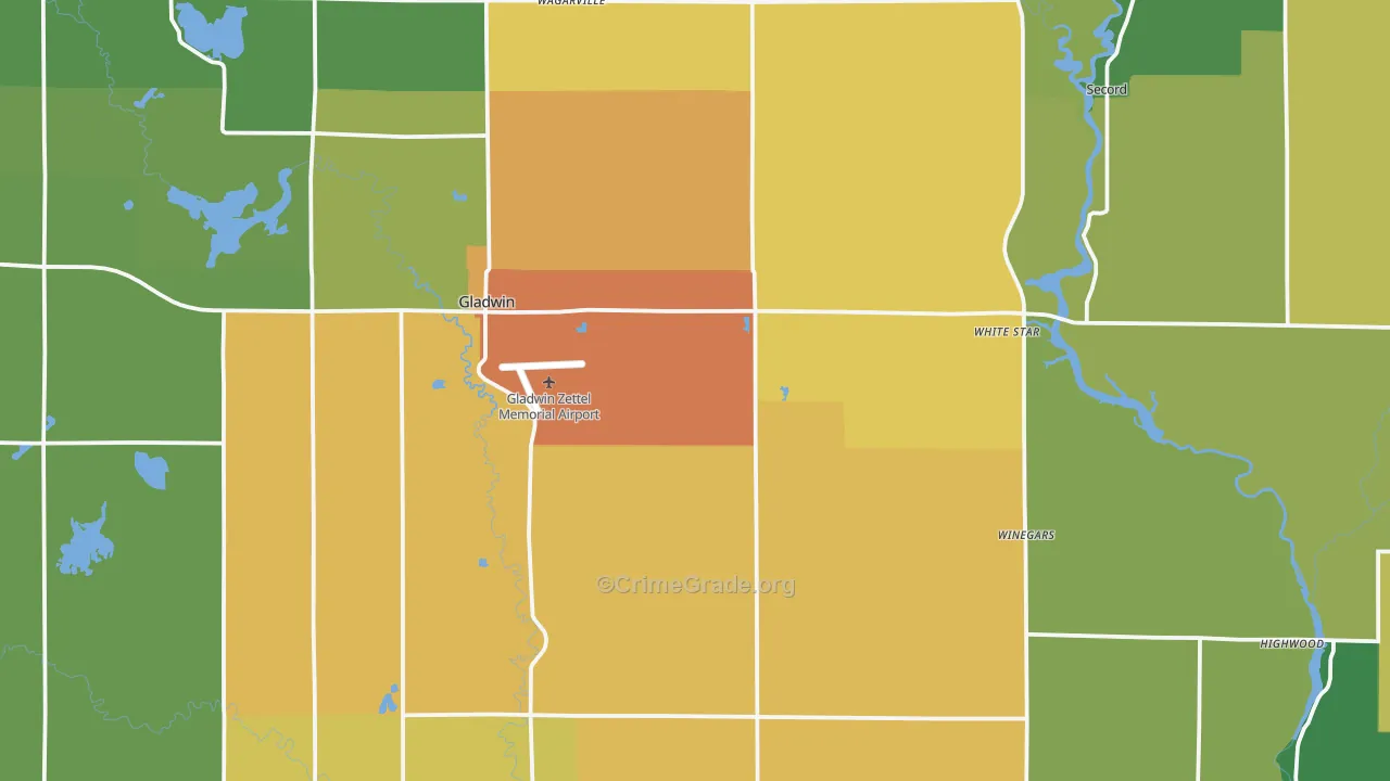 Gladwin County, MI Map of Drug-Related Crime Rates
