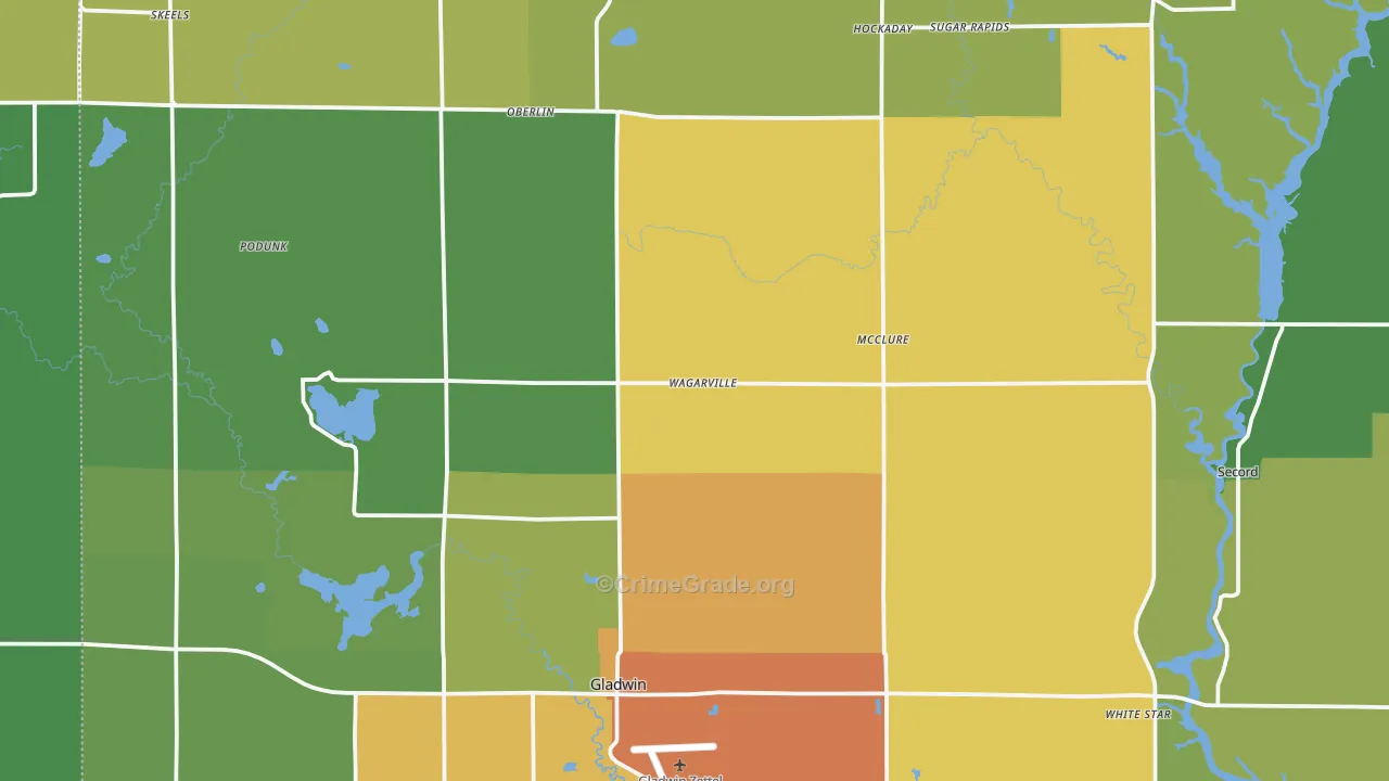 Gladwin, MI Map of Drug-Related Crime Rates